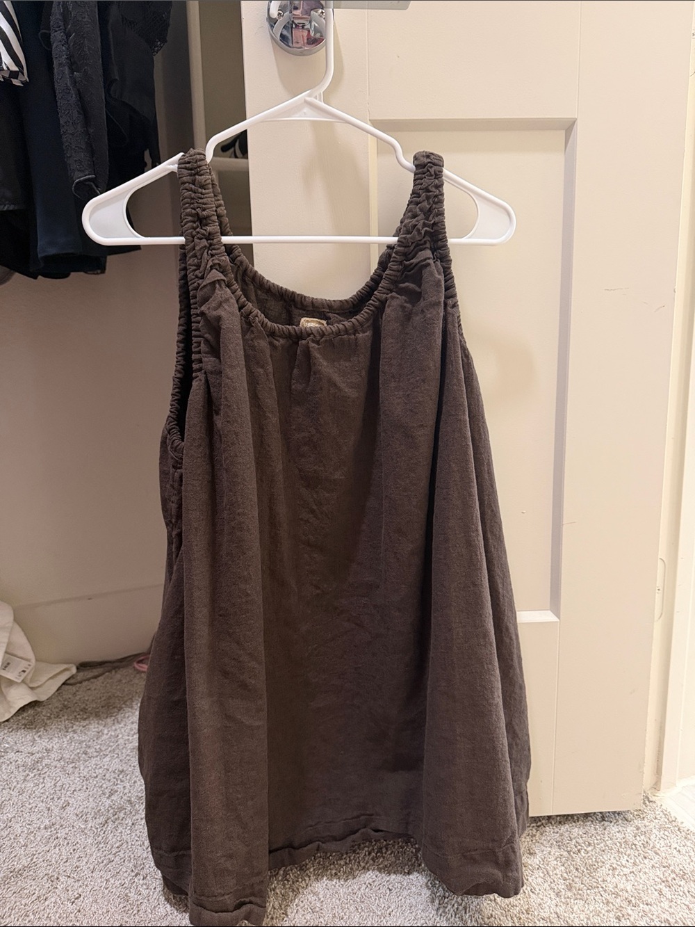 Classic Brown Scoop Neck Cotton Dress